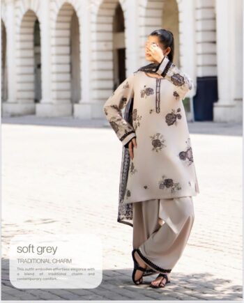 Soft Grey – Traditional Charm 3-Piece Ready-to-Wear Set