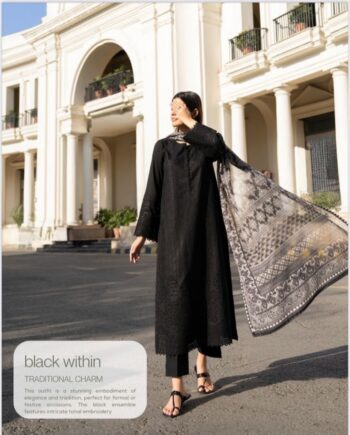 Black Within – Cotton Chikankari 3-Piece Ready-to-Wear Set